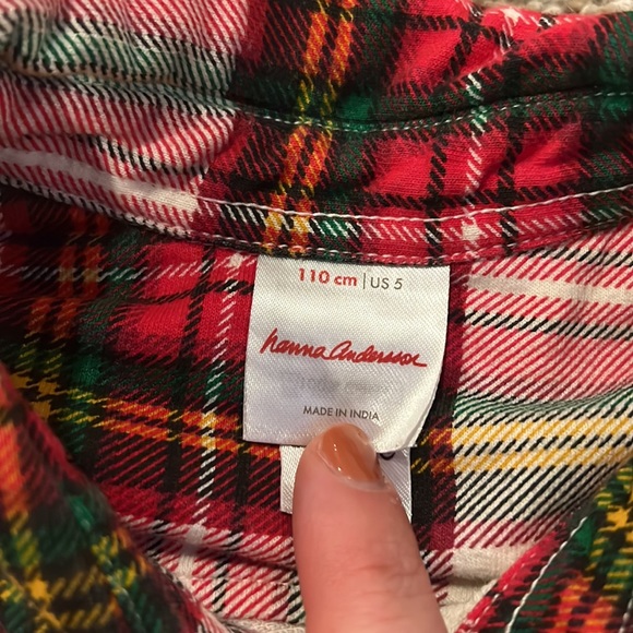EUC Hanna Andersson Plaid Button Up Shirt Sz 5 - Picture 2 of 3